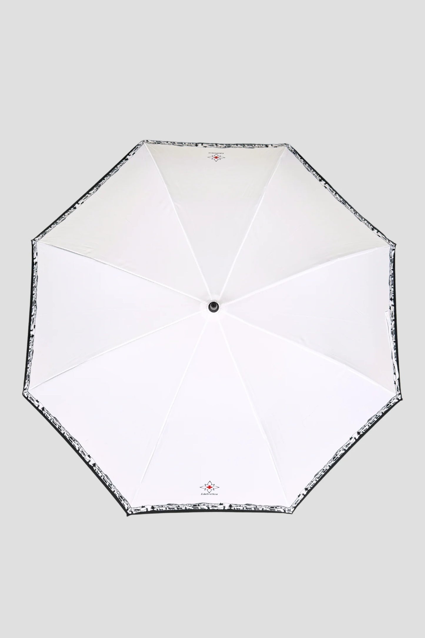 Edelvetica Scherenschnitt Design Regenschirm in Schwarz, Weiss und Rosa für vielseitige Anlässe
