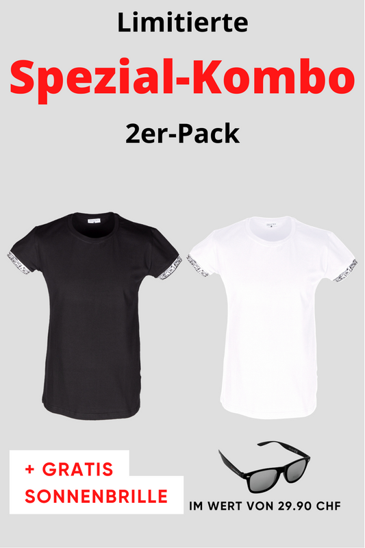 Herren 2er Kombo Scherenschnitt T-Shirt + Gratis Brille