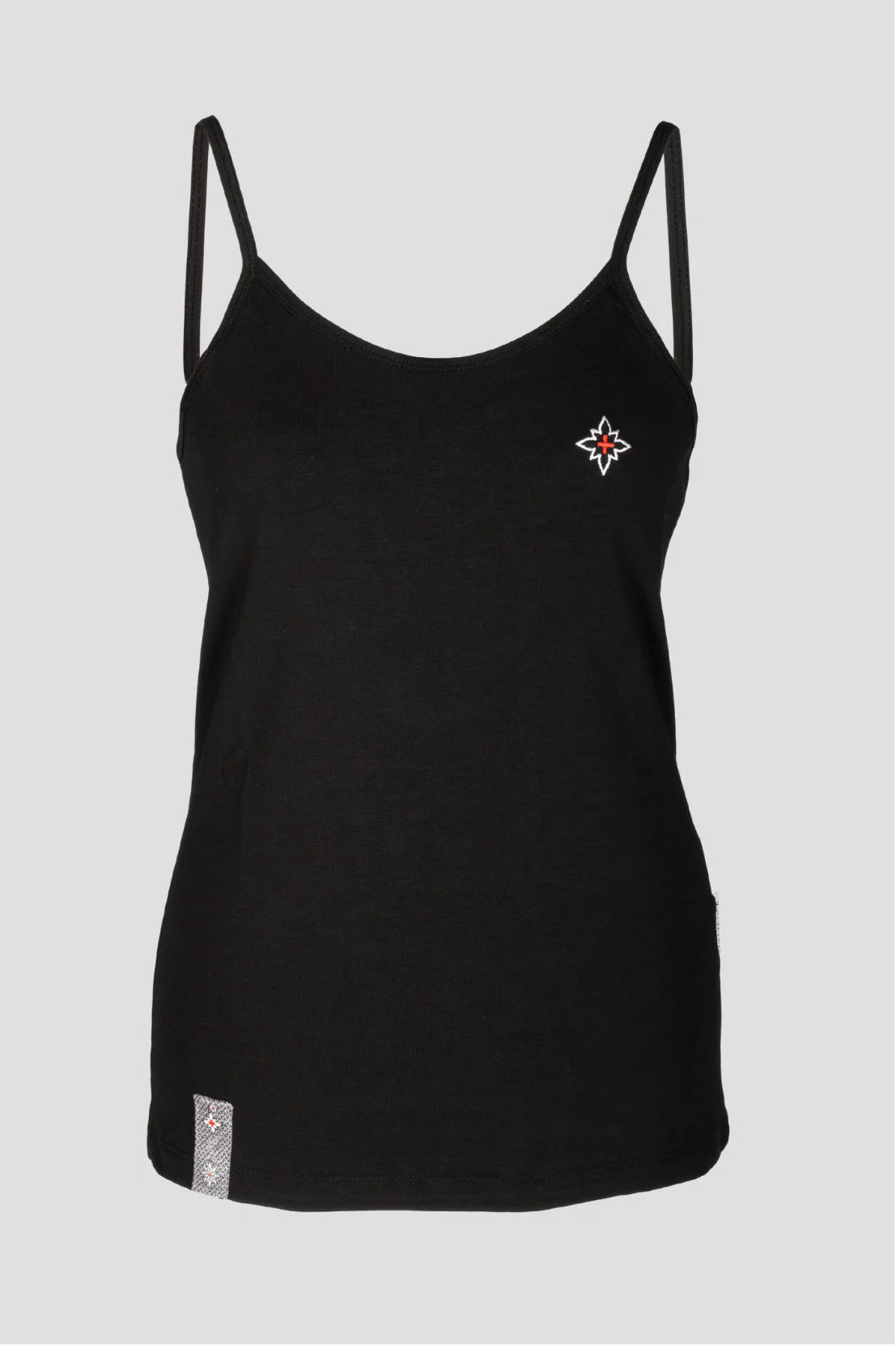 Damen Edelweiss Spaghetti-Top von Edelvetica, ein elegantes und sommerliches Kleidungsstück. Dieses Top zeichnet sich durch ein feines Edelweiss-Muster aus und bietet einen leichten und luftigen Tragekomfort. Ideal für warme Tage, kombiniert es schweizerische Tradition mit einem femininen und modernen Stil.