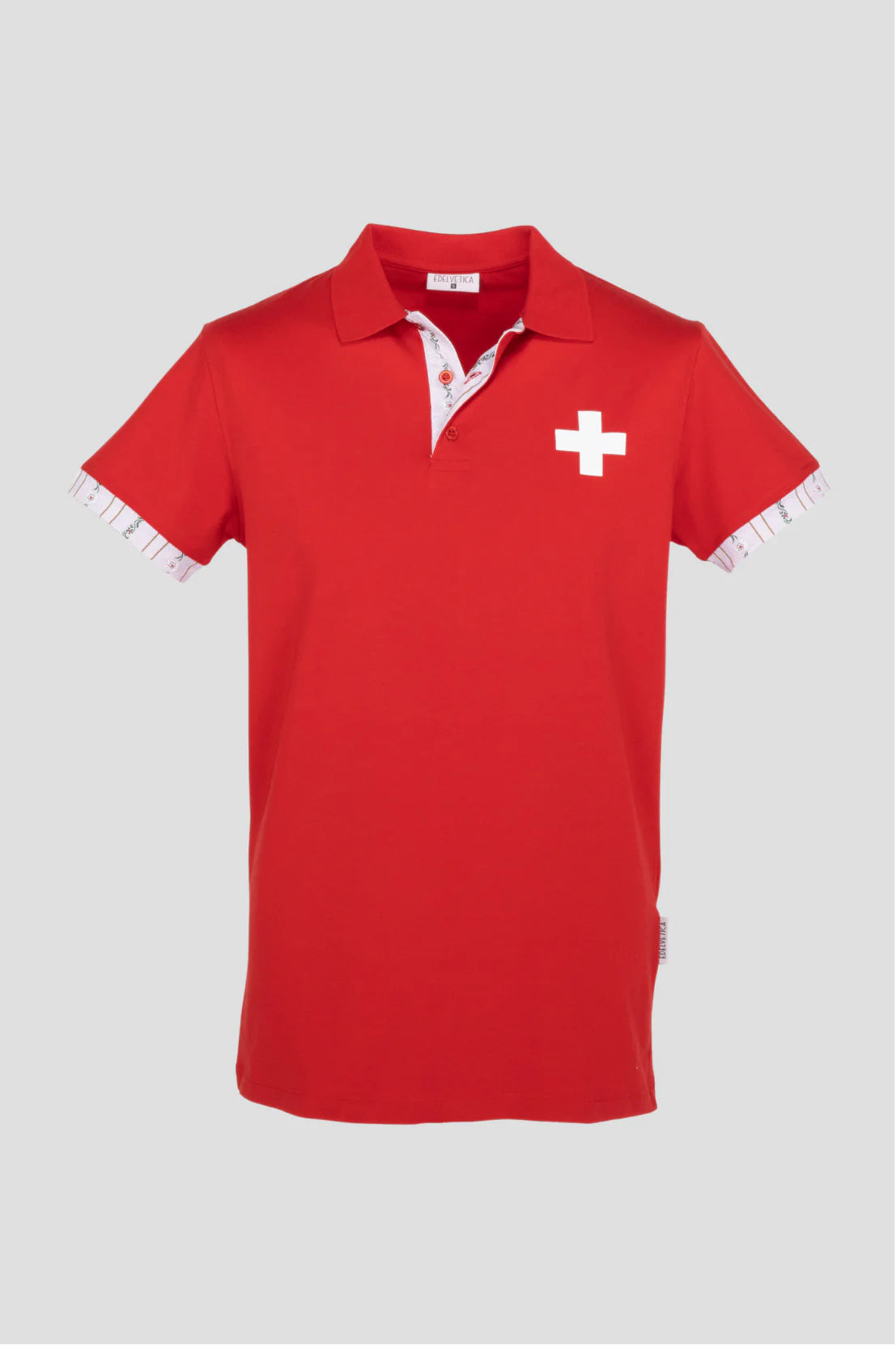 Herren Edelweiss-Polo mit Schweizer Kreuz von Edelvetica, ein einzigartiges und stilvolles Kleidungsstück. Dieses Polo Shirt kombiniert das traditionelle Edelweiss-Motiv mit dem Schweizer Kreuz, was eine besondere kulturelle Bedeutung in der Schweizer Tradition symbolisiert. Ideal für Herren, die Wert auf eine Kombination aus Mode und kultureller Ausdruckskraft legen.