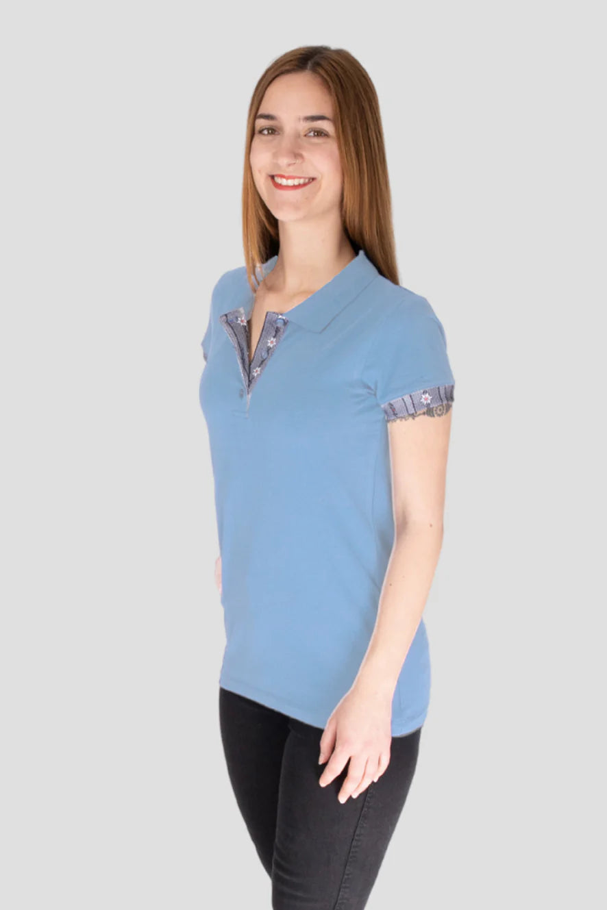 Polo Shirt Edelweiss Damen mit einzigartigem Kragen- und Armabschlussdesign von Edelvetica