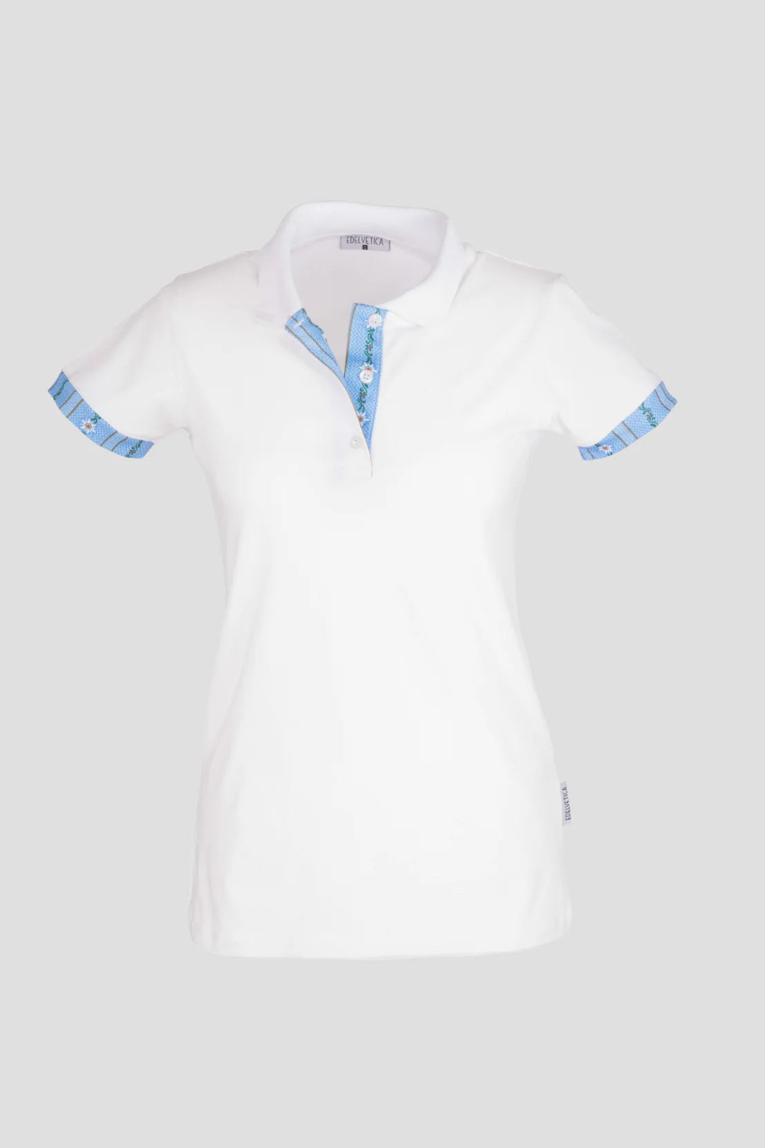 Polo Shirt Edelweiss Damen mit einzigartigem Kragen- und Armabschlussdesign von Edelvetica