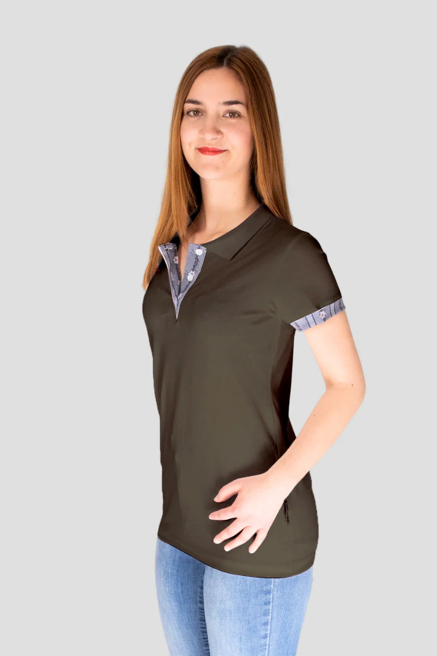 Polo Shirt Edelweiss Damen mit einzigartigem Kragen- und Armabschlussdesign von Edelvetica