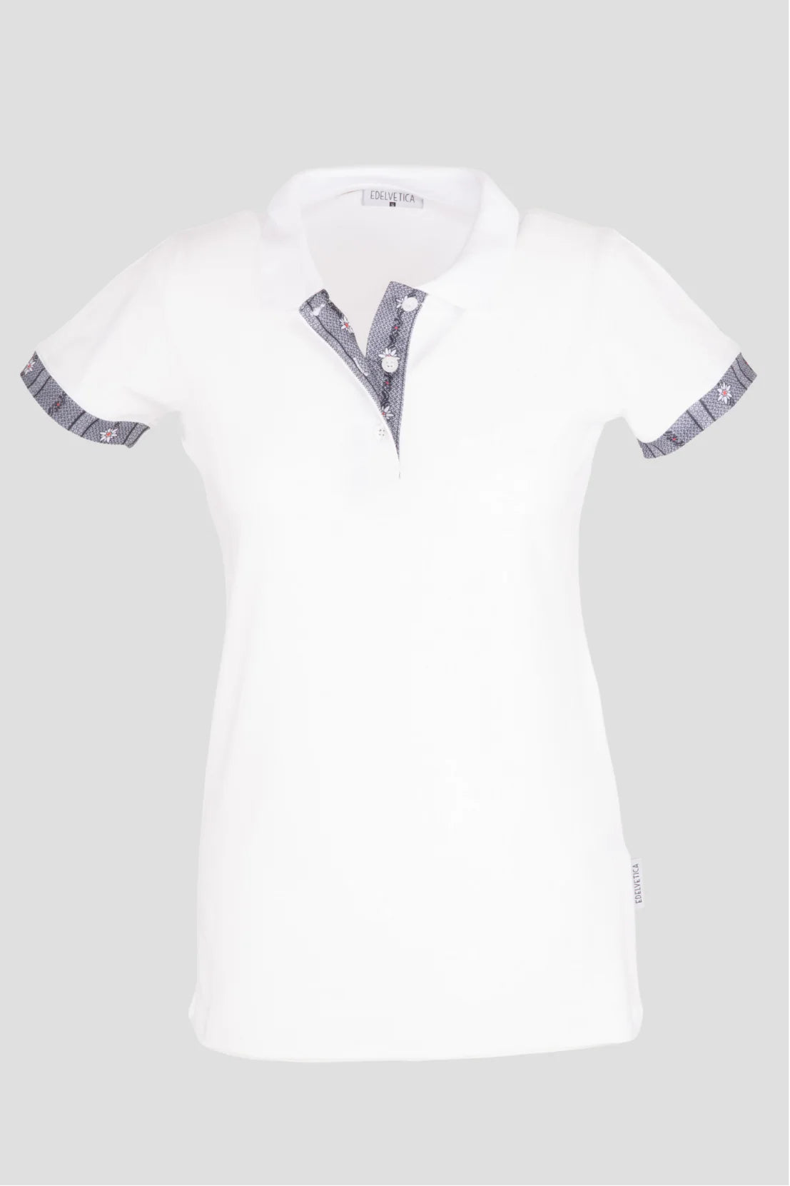 Polo Shirt Edelweiss Damen mit einzigartigem Kragen- und Armabschlussdesign von Edelvetica