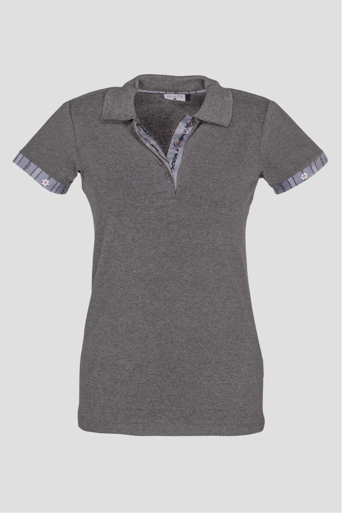 Polo Shirt Edelweiss Damen mit einzigartigem Kragen- und Armabschlussdesign von Edelvetica