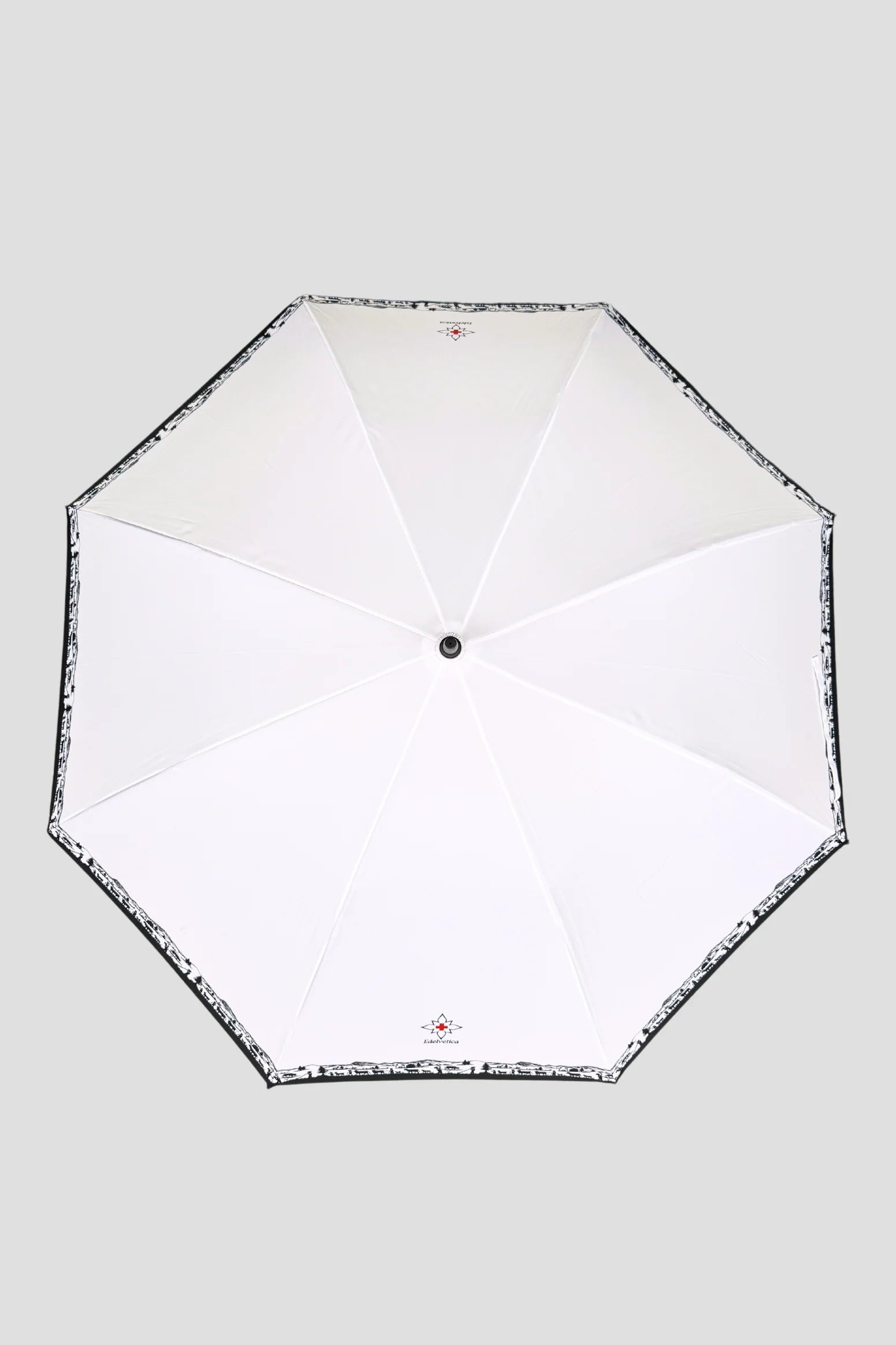 Edelvetica Scherenschnitt Design Regenschirm in Schwarz, Weiss und Rosa für vielseitige Anlässe