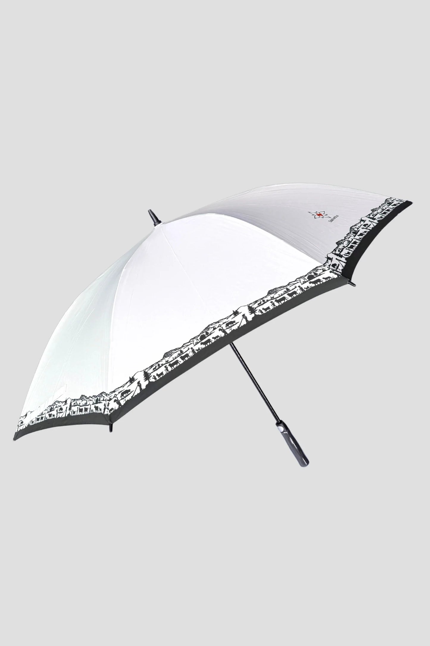 Edelvetica Scherenschnitt Design Regenschirm in Schwarz, Weiss und Rosa für vielseitige Anlässe