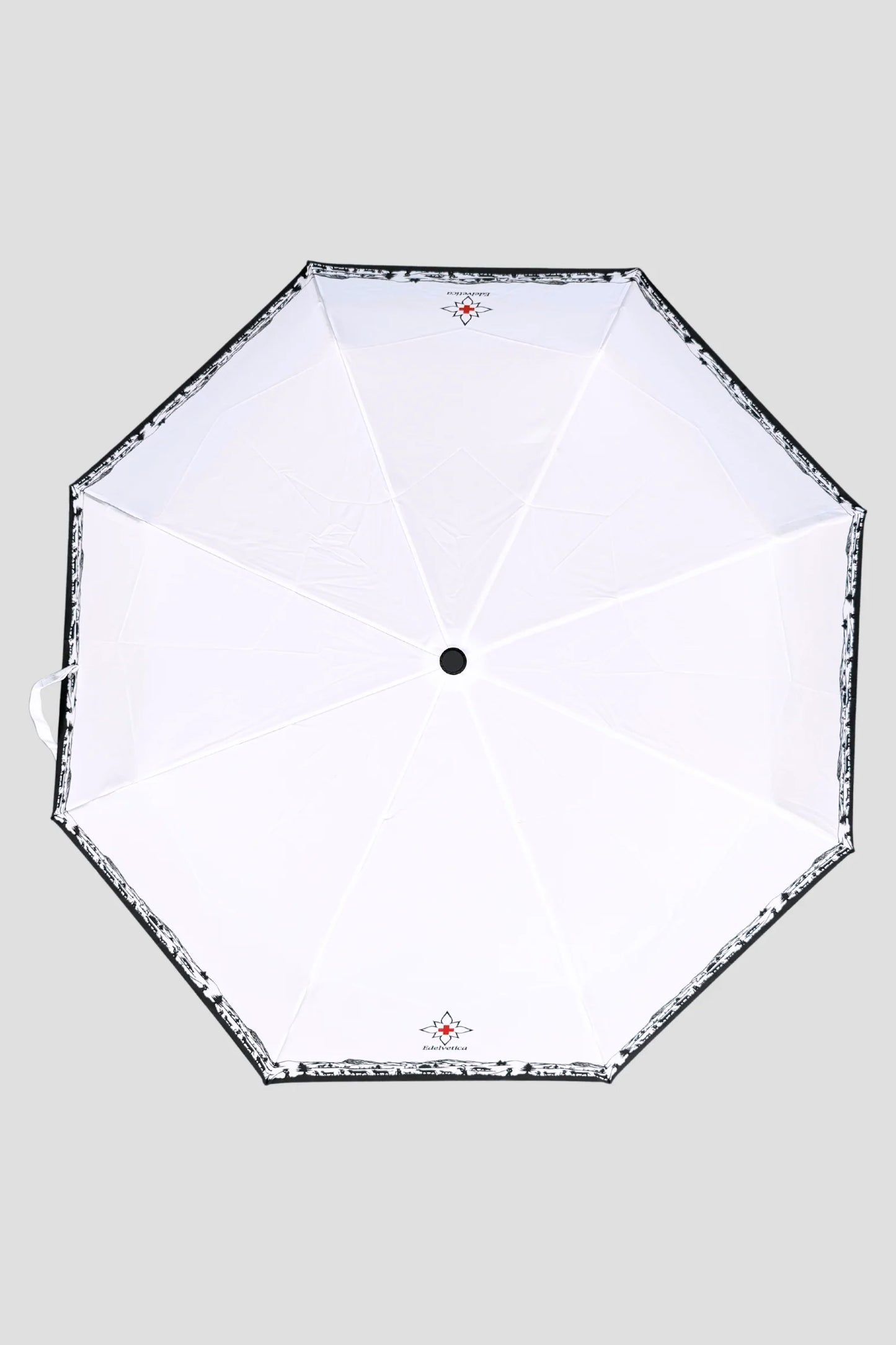 Edelvetica Scherenschnitt Design Regenschirm in Schwarz, Weiss und Rosa für vielseitige Anlässe